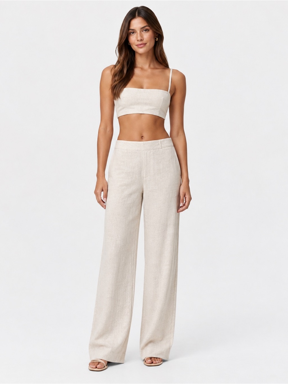 Naked Wardrobe Linen Straight Pants Cream